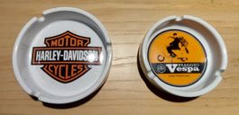 Cendrier porcelaine moto, lot de 2 cendriers