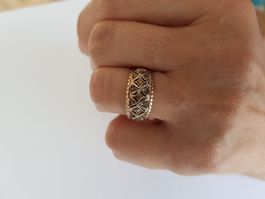 Ring Gold 333 mit Diamantsplitter, Gr.57, sehr guter Zustand