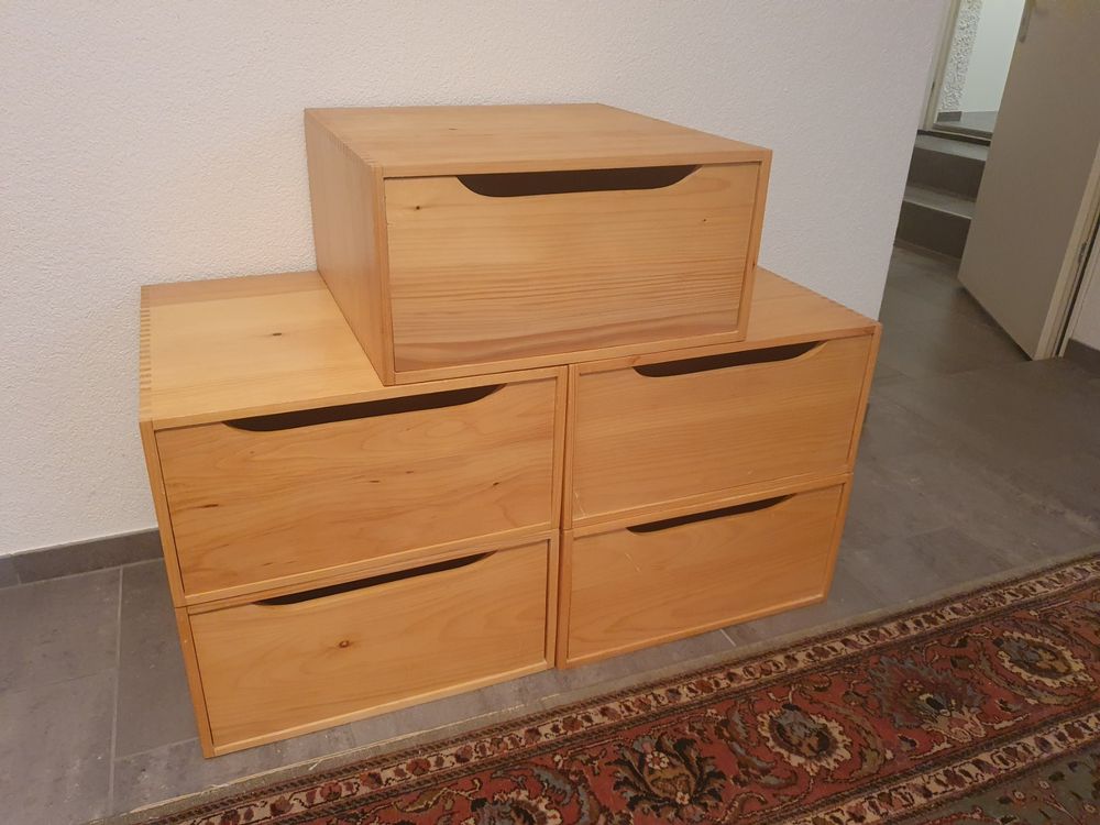 5 Schubladenelemente aus Holz stapelbar | Kaufen auf Ricardo