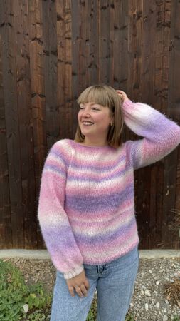 Handgestrickter Mohair Pullover Rosa-Lila – Gr. S/M
