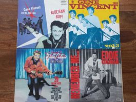 4 Rock 'n' Roll Schallplatten, Gene Vincent & Eddie Cochran