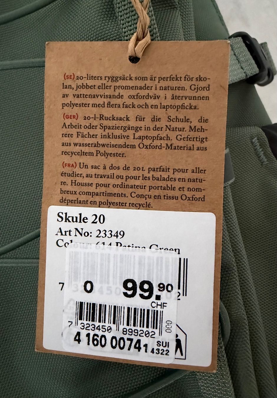 Fjällräven Zaini: Fjällräven Skule 20 Rucksack – Nuovo e nell'imballaggio originale da Studen BE venduto da Ironbonehead 5