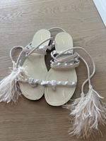 Valentino Sandalen Damen Grösse 39 weiss Federn Nieten