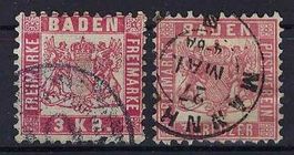 Altdeutschland 1868 Baden 3 Kreuzer gute Werte gest.