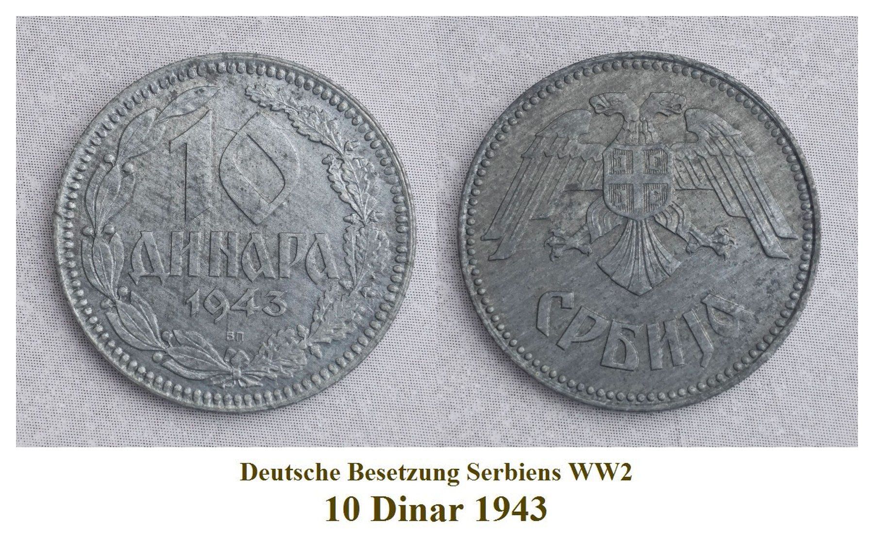 Alle Münzen: 10 Dinar 1943 Serbien WW2 Lot 2 – Gebraucht aus Flamatt von samowarow