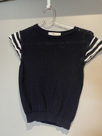 ZARA KNIT — Joli top d'été en maille ajourée 100% coton noir