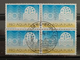 1982 Wasserversorgung Zürich Viererblock Vollstempel