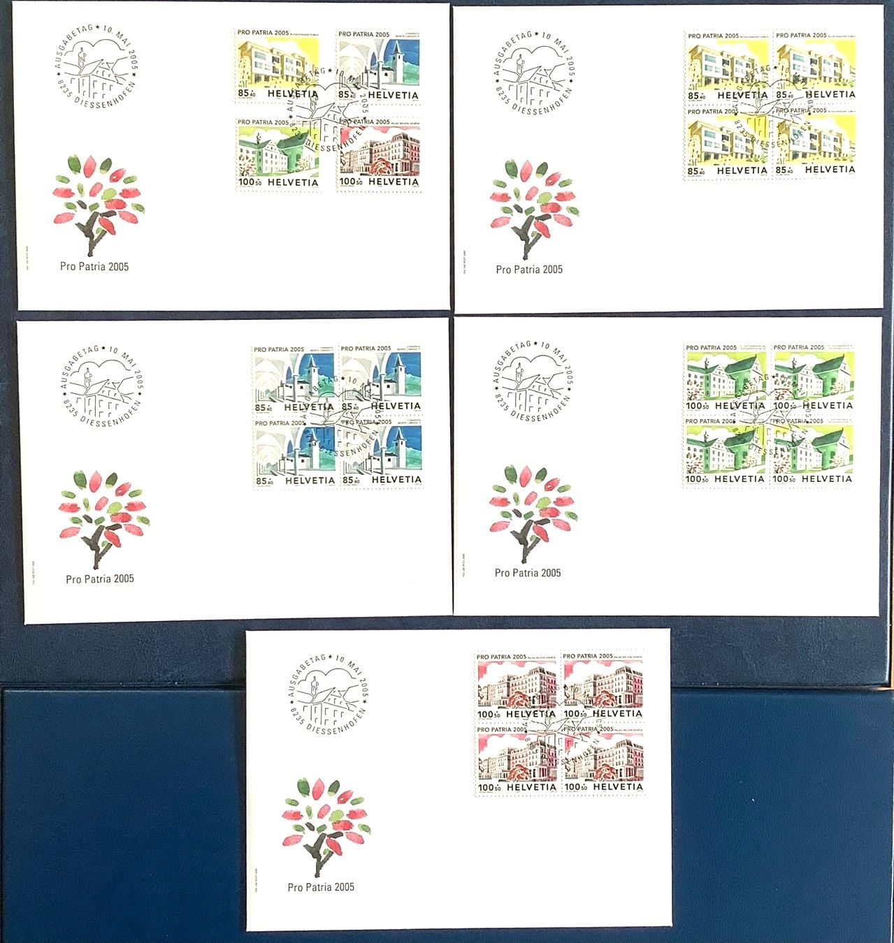 Alle Briefmarken: 2005 - Pro Patria FDC + FDC im Viererblöcke – Neu (gemäss Beschreibung) aus Liestal von Skunk02