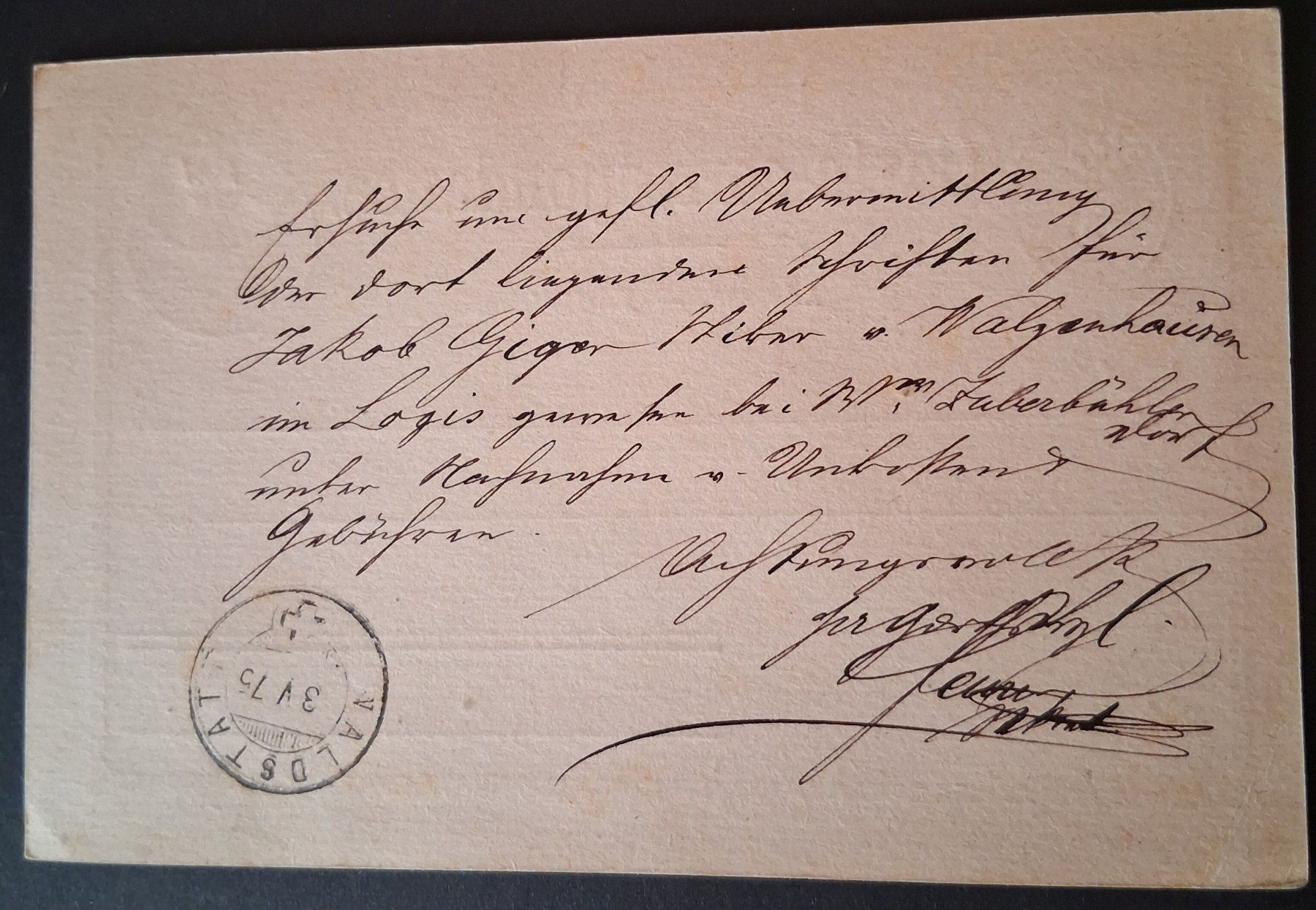 Tutti i francobolli: Postkarte Degersheim-Waldstatt, 1875 – Usato da Stalden (Sarnen) venduto da Salina_23 1