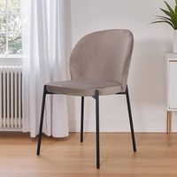 4 x Stühle aus beige Samt und Beine aus schwarzem Metall