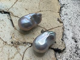 Wow, grosse Ohrstecker, Barockperlen mit Sterlingsilber