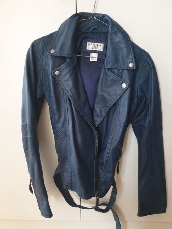 Veste en cuir bleue Rick Cardona