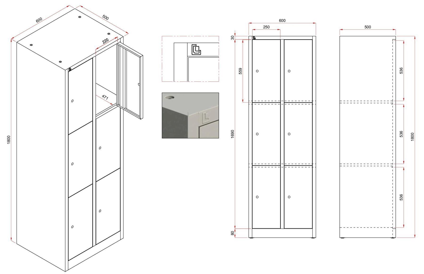 Armadi & Scaffali: Schließfachschrank 6 Fächer 180x60x50cm – Nuovo e nell'imballaggio originale da Bottighofen venduto da zaap 6