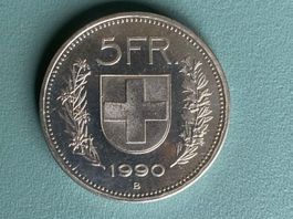 5 Franken-Münze, Jahrgang 1990, Top Zustand