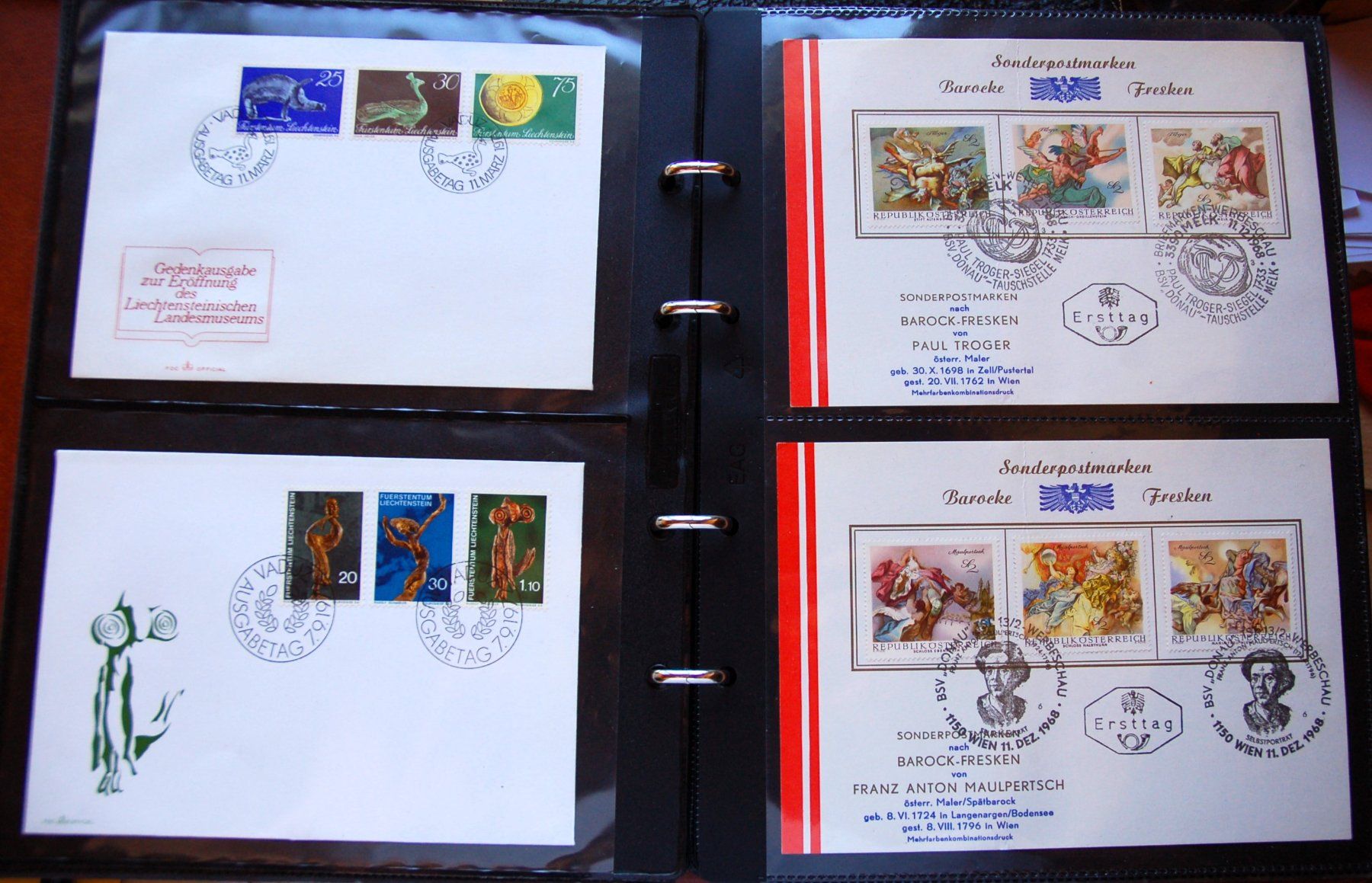 Alle Briefmarken: 84 FDC divers pays dans un album ocre – Gebraucht aus Gland von pas_wxw 6