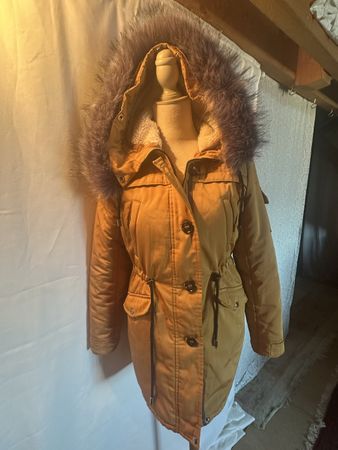 Damen Winterparka VLS Gelb/Senf Gr. 46 mit Kunstfell-Kapuze