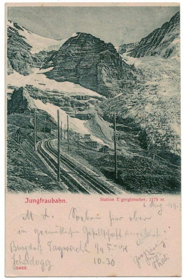 Cartoline postali: Jungfraubahn, Station Eigergletscher, gelaufen 1899 – Usato da Frauenfeld venduto da POML