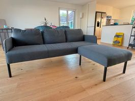 GLOSTAD 3er-Sofa mit Récamiere, Knisa dunkelgrau