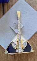 Vintage Cabouchon London Balalaika-Brosche – 18k Vergoldet &