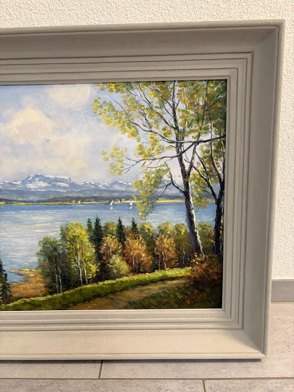 Dipinti: 74cmbreitx59cmhoch/E. Ducret/ Ölgemälde, Herbst am See – Usato da Ottenbach venduto da TimelessEmotions. 5