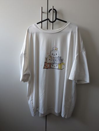 Süsses Katzen-T-Shirt, Gr. XL, weiss, oversize