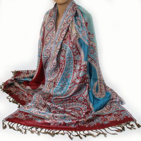 Damenschal Schal Viskose Paisley Pashmina 200x70 Rot 537