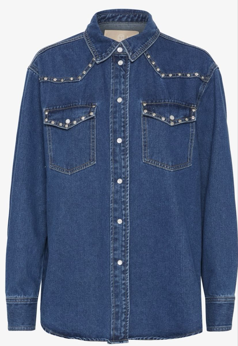 Camicette: Coole Hemd-/Jeansbluse mit Strasssteinen – Usato da Zürich venduto da Indigo2012 4