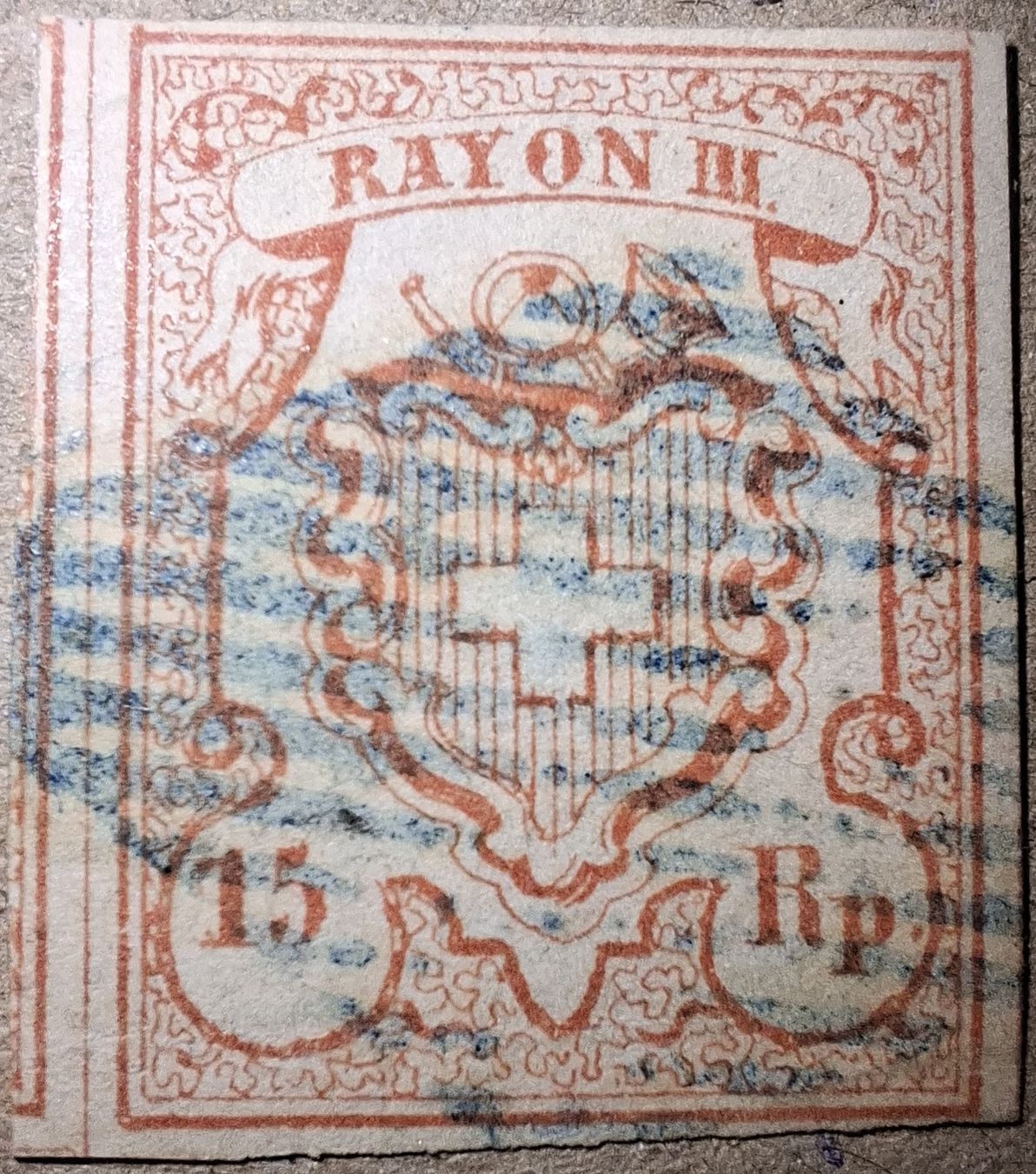 Tutti i francobolli: Rayon Nr. 18 Typ 6 mit Attest Kat. 1000.- – Usato da Balgach venduto da SIMEON27