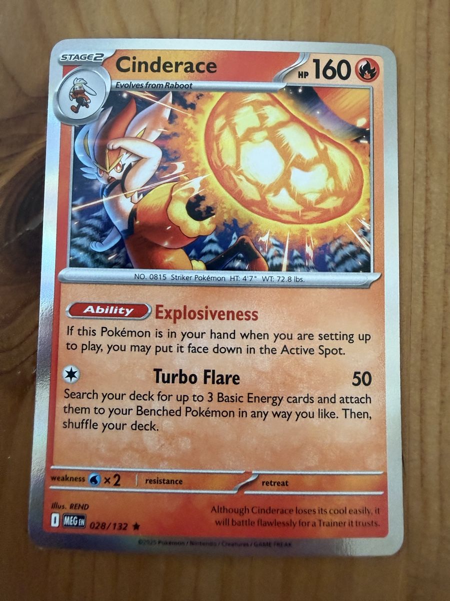 Pokémon Carte collezionabili: Cinderace (MEG028) – Nuovo (secondo la descrizione) da Vevey venduto da Matx
