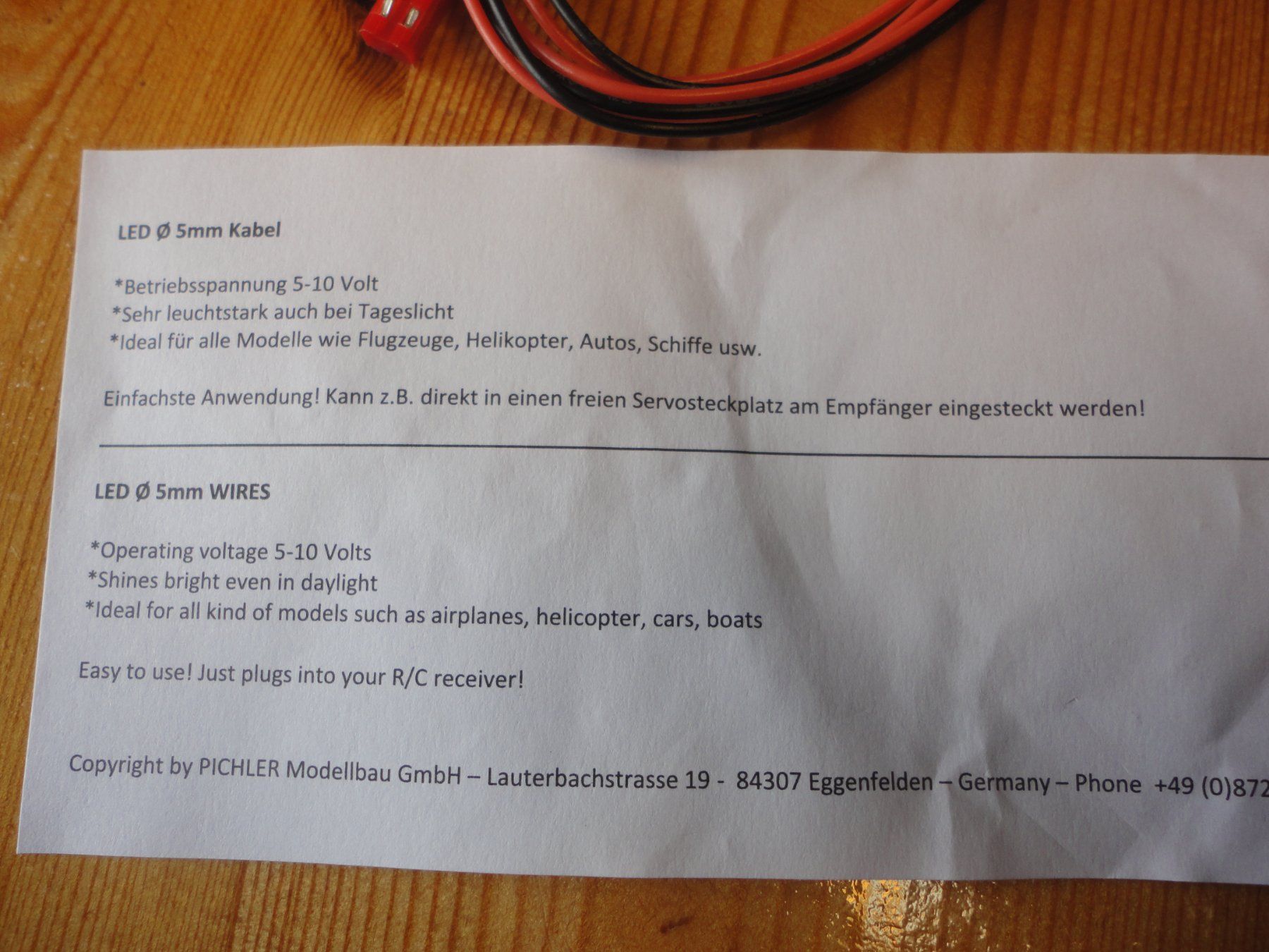 Modellismo RC: Pichler LED 5mm orange, Neu, ! – Nuovo e nell'imballaggio originale da Horgen venduto da RcModell 2