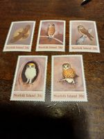 Lot de 5 timbres rares - Île Norfolk - Hiboux 🦉 collectors