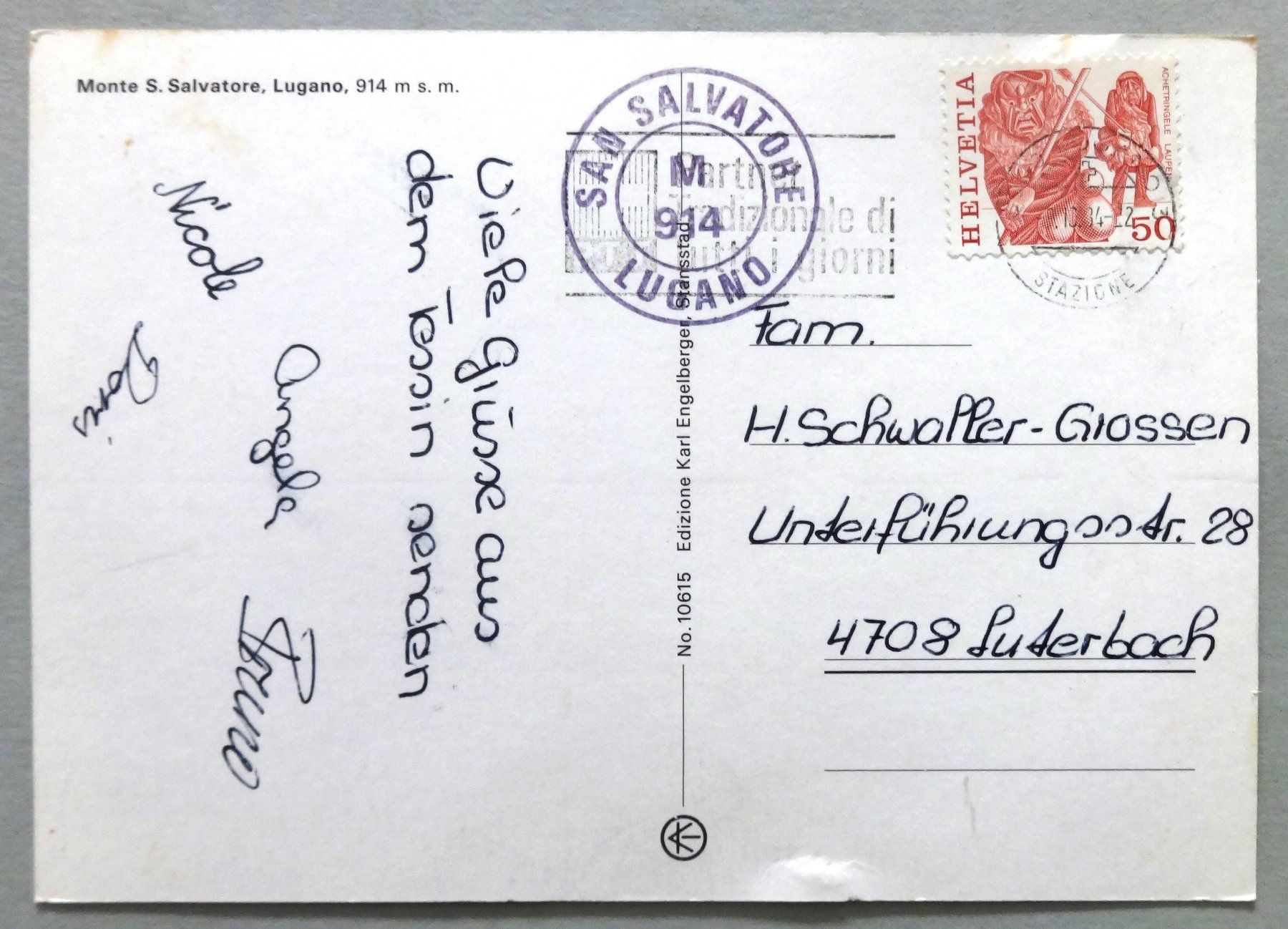Cartoline postali: Monte S. Salvatore, Lugano – Usato da Fétigny venduto da Billy2miny 1