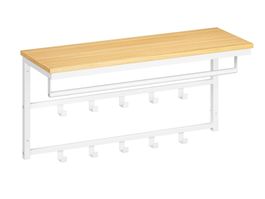 Wandgarderobe mit Ablage, Wandregal + 10 Haken und Stangen