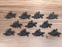 Blumen Stickerei 11 Stück klein schwarz