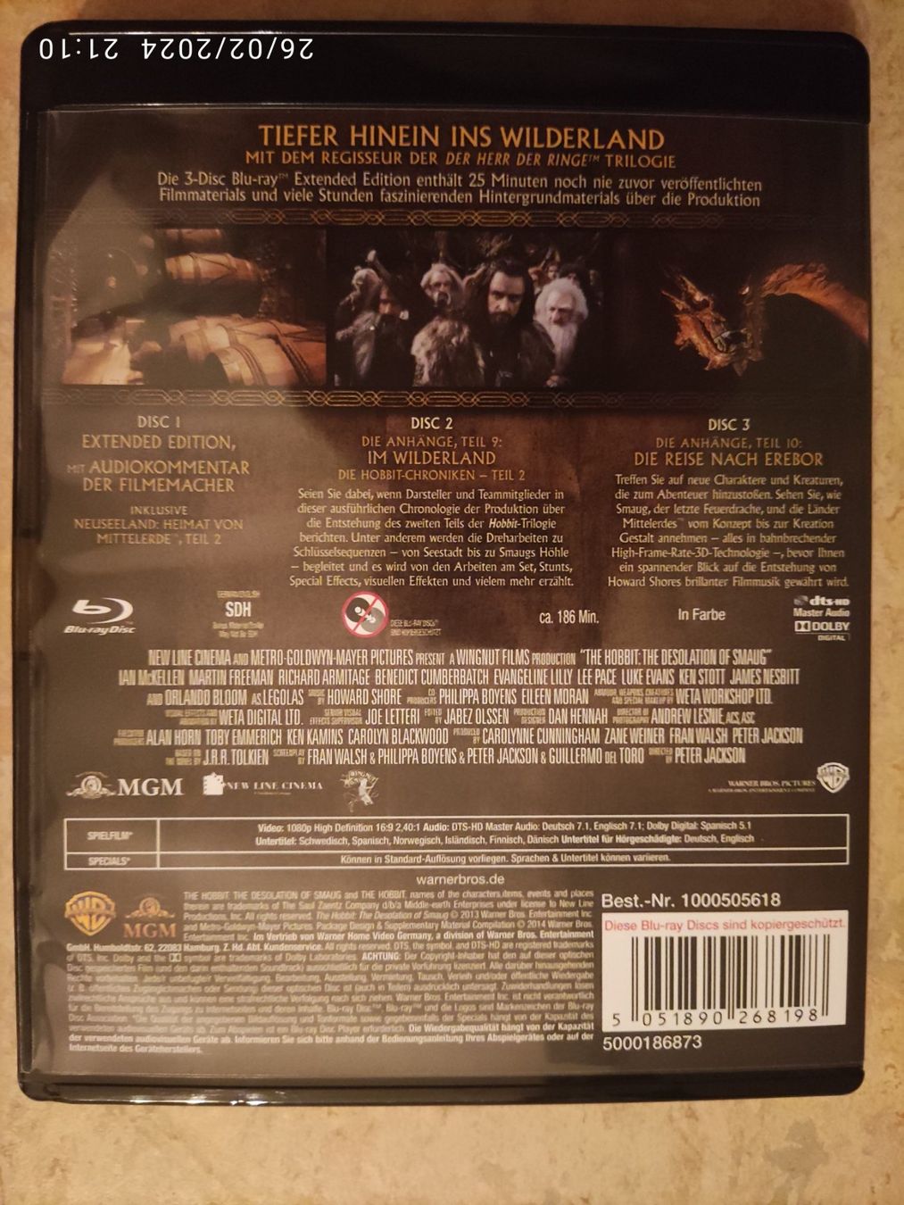 Alle DVDs: Der Hobbit Smaugs Einöde Extended Edition [Blu-ray] – Gebraucht aus Basel von Alacant 1