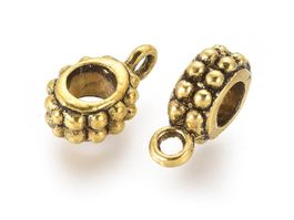Aufhänger mit Öse antik golden 13x8mm, 4 Stück