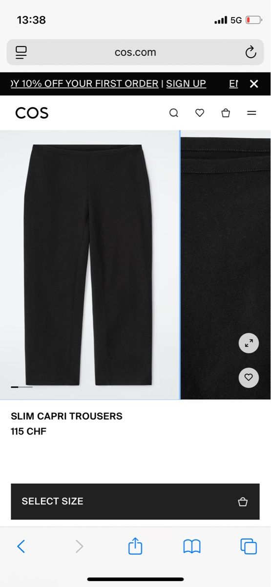 Cos Pantaloni: COS Slim Capri Trousers Black - size 36 – Nuovo e nell'imballaggio originale da Neuchatel venduto da shi_9fzw 2