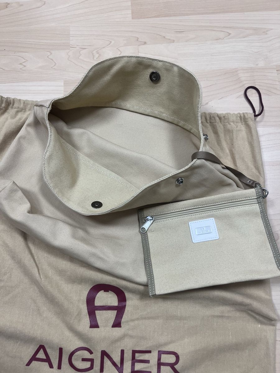 Aigner Borse da donna: Aigner grosse Tasche weiss Leder & Canvas – Usato da Illnau venduto da evelineundamelie 6
