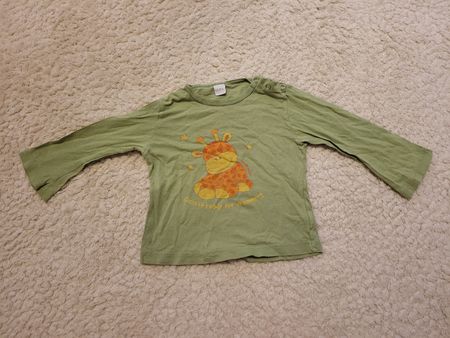 Khaki Baby-Shirt, Langarmshirt, Gr. 92 Giraffe