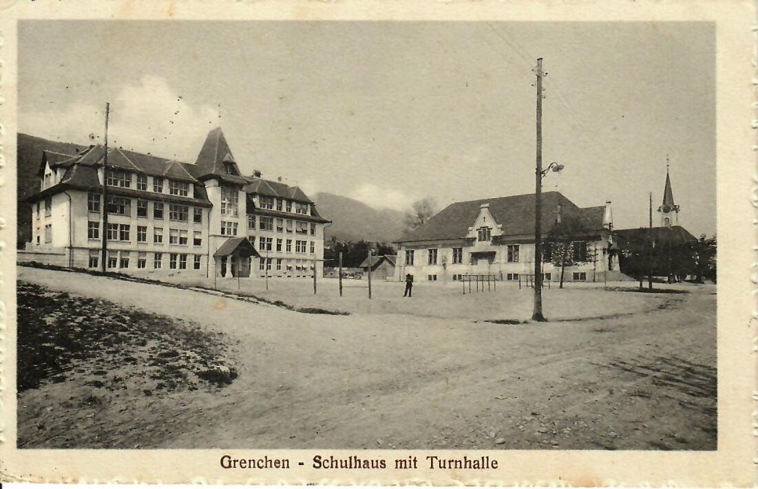 Cartoline postali: Grenchen - Schulhaus mit Turnhalle  1928 – Usato da Hochdorf venduto da Ziegel-16