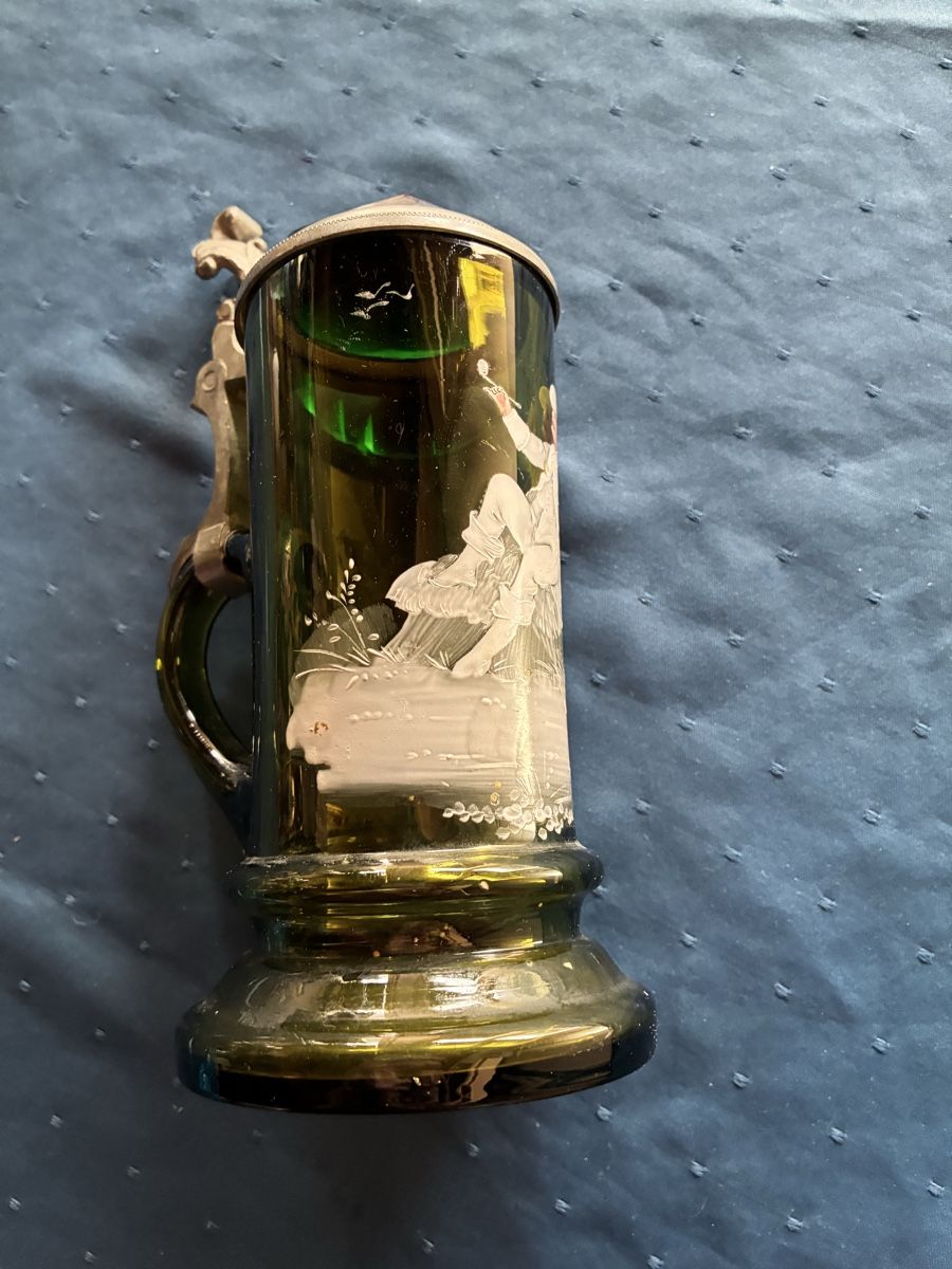 Bicchieri: antiker Glasbierkrug grün – Usato da Dornach venduto da Rosengarten 2
