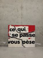 Decollage on canvas 90s 100x70cm French artist signed