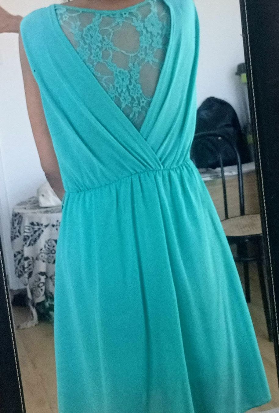 Kleider: Taille S Robe turquoise drappée avec dos couvert de dentelle – Neu (gemäss Beschreibung) aus La Chaux-de-Fonds von jen_h95m 5