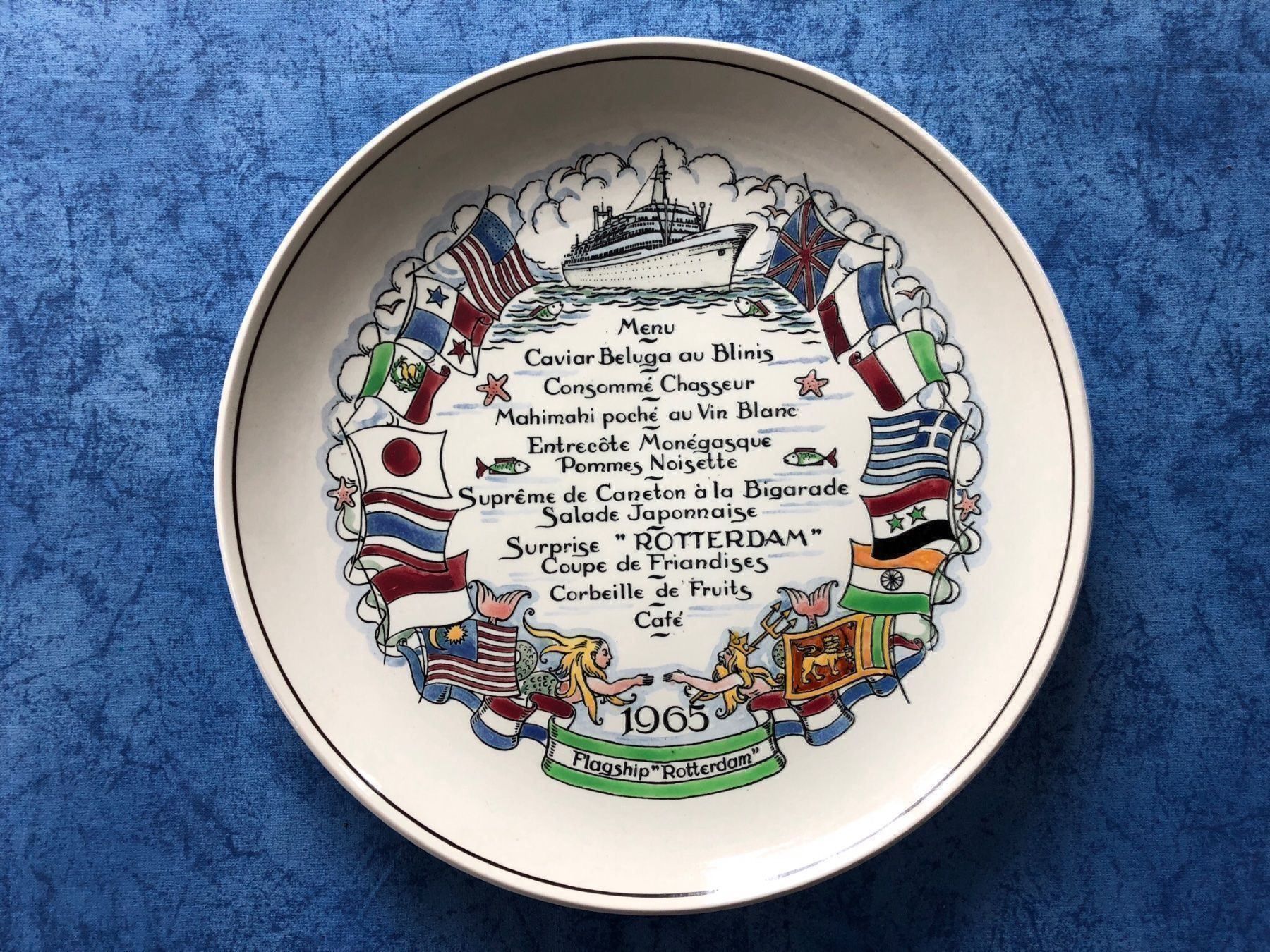 Piatti: Souvenir Teller Dampfer SS Rotterdam der HAL – Usato da Steffisburg venduto da bwt56 3