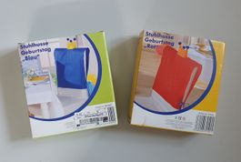 2 Stuhlhussen Geburtstag "Blau" und "Rot" NEU