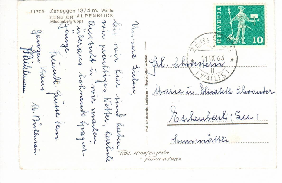 Ansichtskarten: Zeneggen – Gebraucht aus Wolhusen von Curver9 1