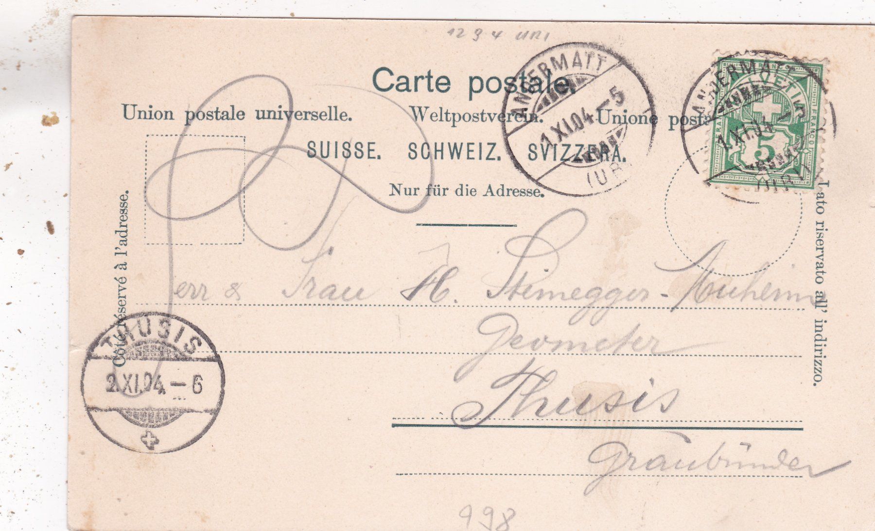 Cartoline postali: Schöllenen 1904 – Usato da Herisau venduto da Lisegrat2008 1