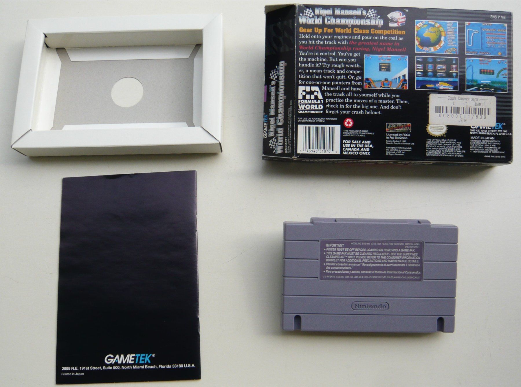 Nintendo Giochi: SNES: - Nigel Mansell's World Championship, Boite + Notice – Usato da Onex venduto da Jaguar1986 2