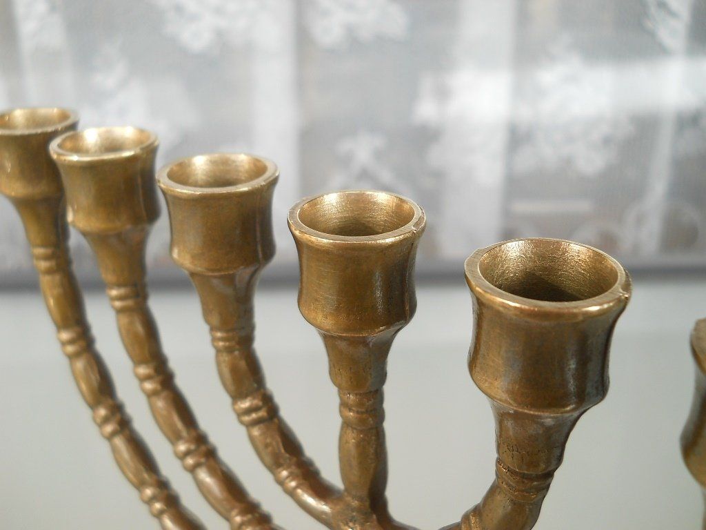 Portacandele: 24,5cm Original jüdischer David Messing Kerzenständer MENORA – Usato da Ostermundigen venduto da eschbe 6