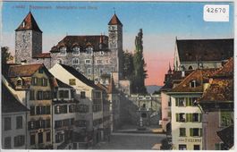 Rapperswil - Marktplatz und Burg - Litho